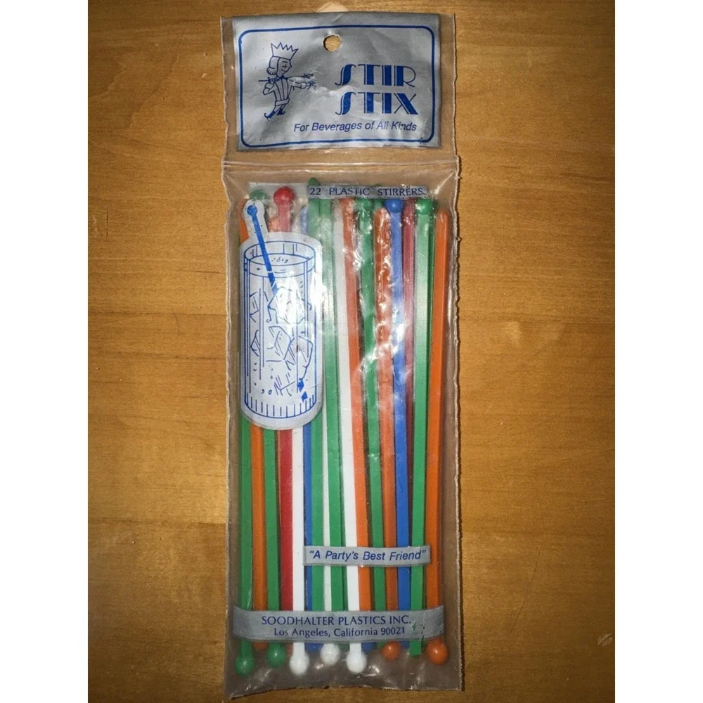 VINTAGE 1950s SOODHALTER 22 Stir Stix Cocktail Coffee Sticks Stirrers NOS Sealed